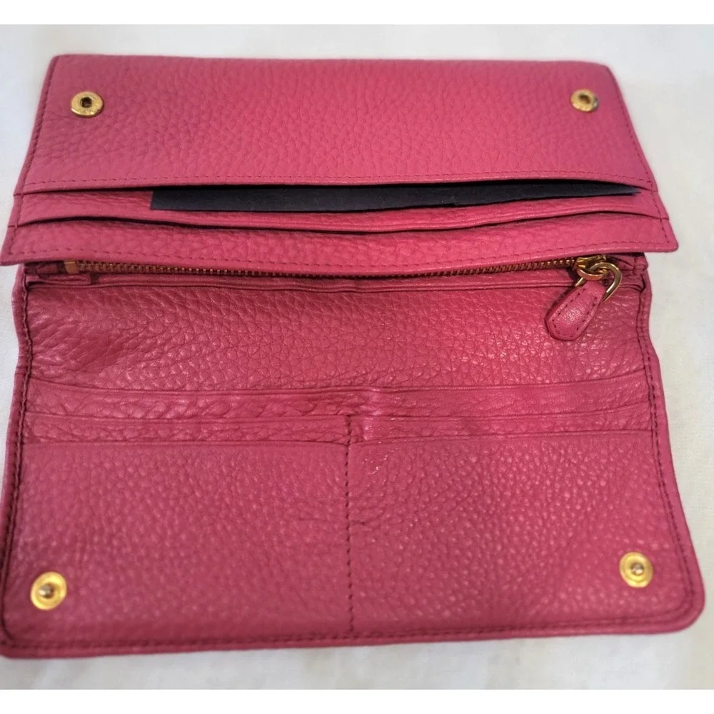 Prada Pink Pebbled Leather Continental Wallet CheckCheck Verified - Picture 11 of 16